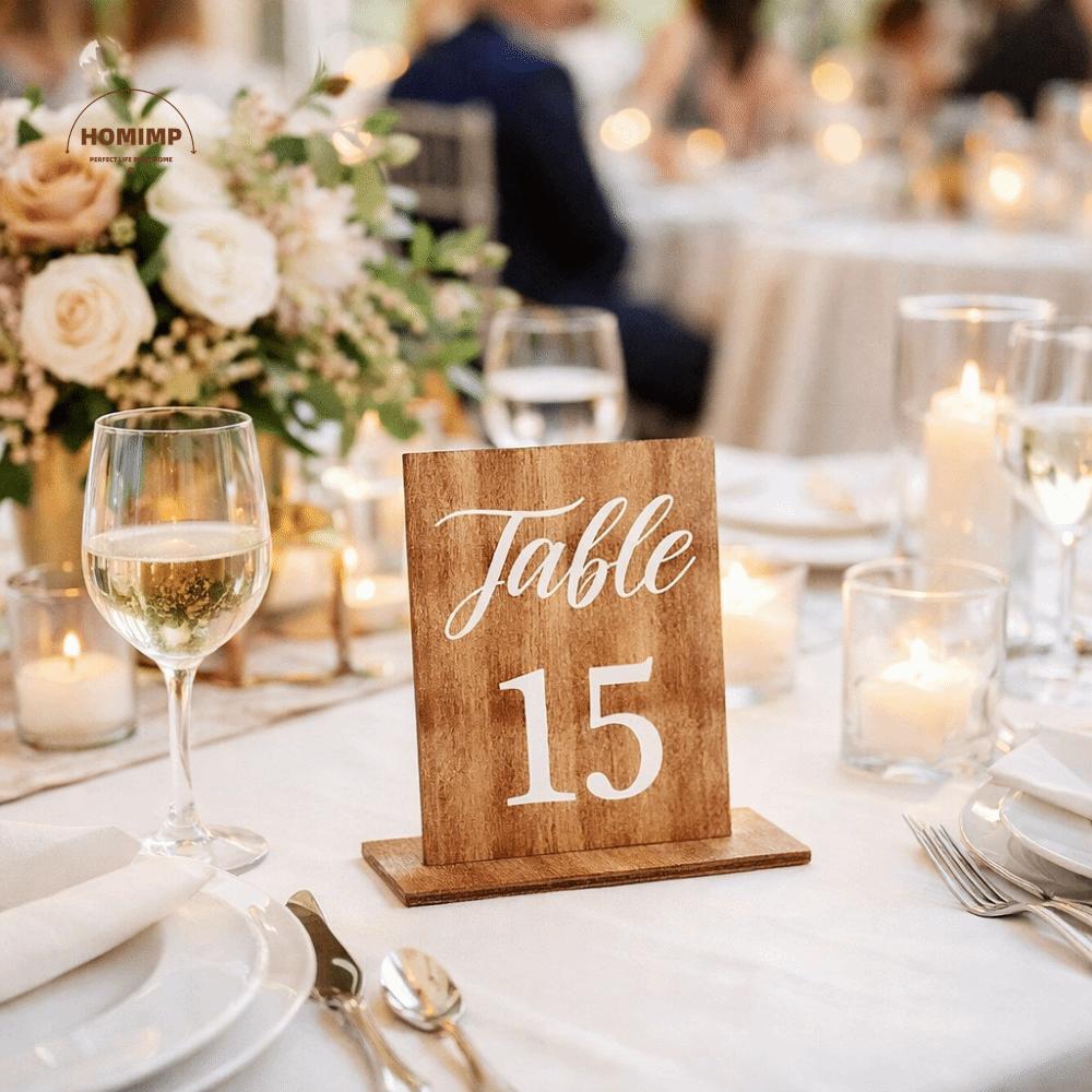 Double-Sided Wedding Table Numbers Numbers 1-20 Durable Table Number Signs Texture Vintage Seat Numbers Sign Dining Table
