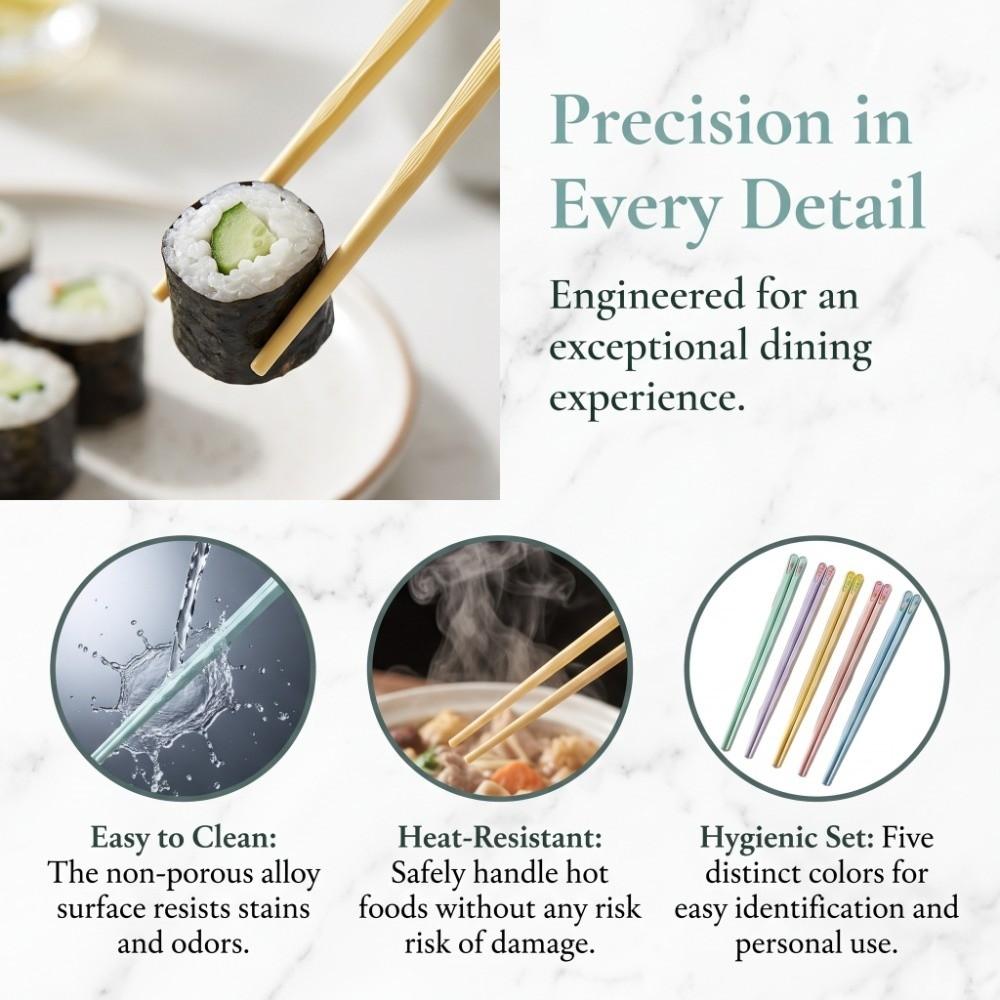 5 Paar Langlebige Sushi-Stäbchen Leichte Traditionelle National Tide Stäbchen Familienessen