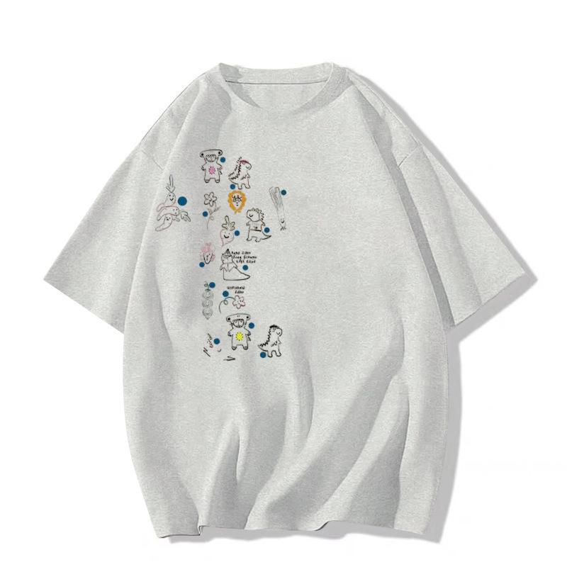 Women's 2025 Summer Cotton Short Sleeve T-Shirt with Straight Shoulder Design