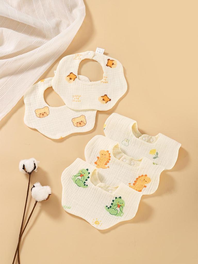6-Layer Cotton Gauze Petal Baby Bib - 360° Newborn Anti-Spit-Up Towel for Summer