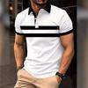 Solid Color Business Leisure Slim Fit Men's Polo Shirts Short Sleeve Stripe Business Casual Tee Shirts