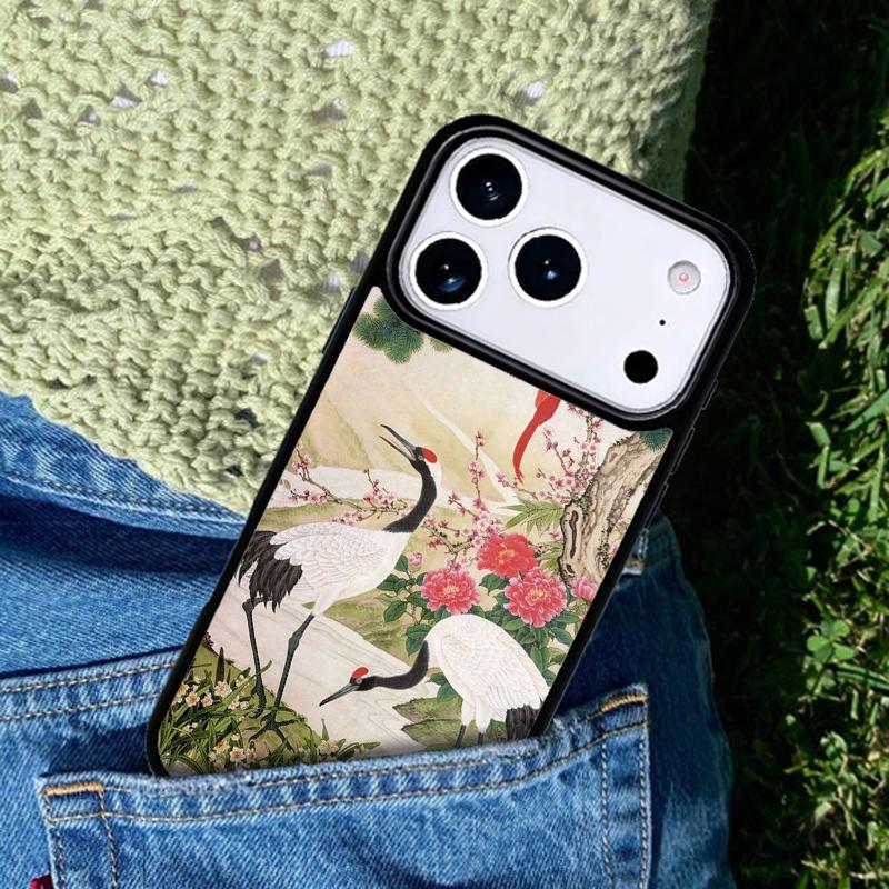 Red-crowned Crane Bird Soft Phone Case For iPhone 17 AIR 16 Pro Max 15 14 Pro 11 12 13 Shockproof Silicone Cover