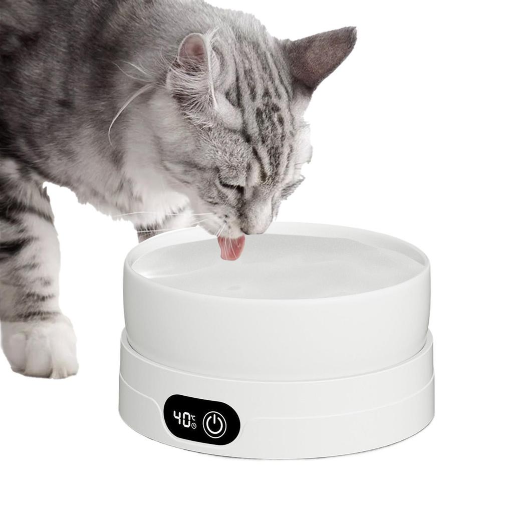 Heated Water Bowl for Dogs 4 Temperature Settings Automatic Pet Drinking Plate Thermal Heated Water Bowl for Chickens Ducks