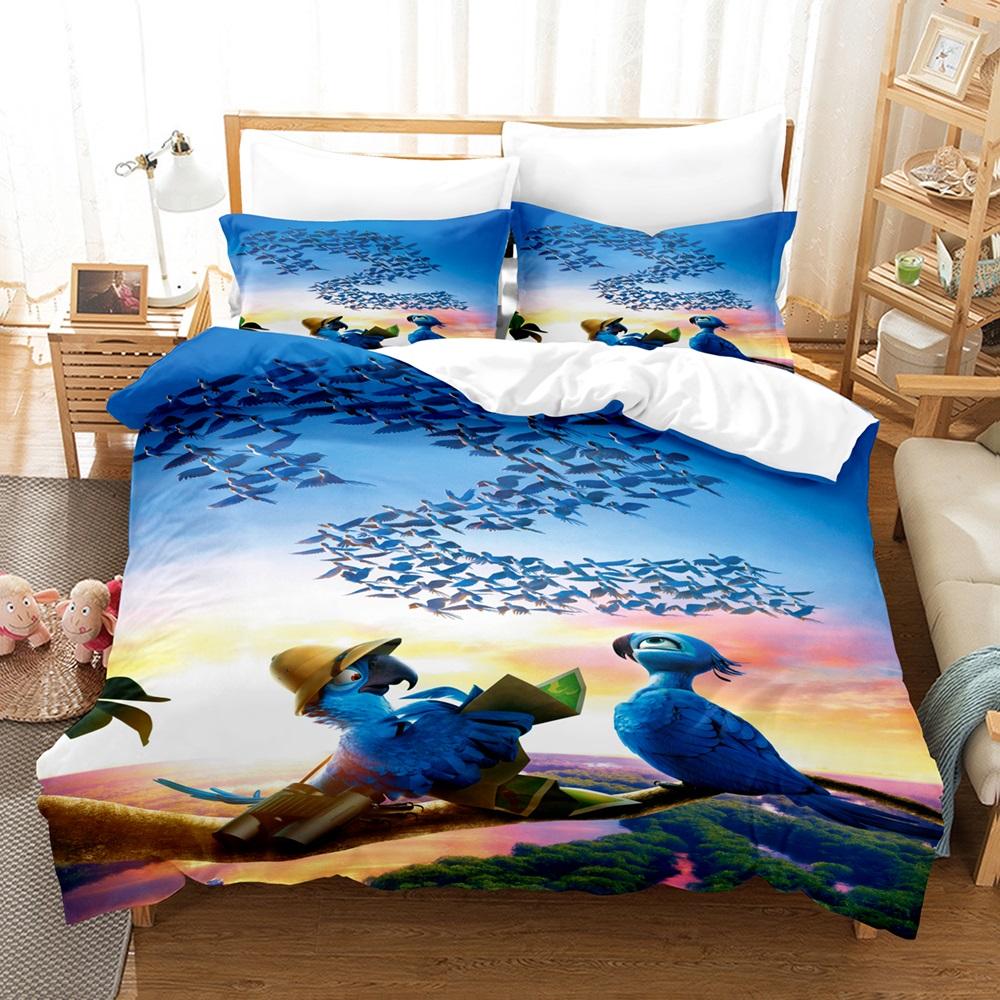 3D Animal Bedding Set Parrot Pattern Duvet Cover Set Microfiber Quilt Cover With 1/2Pillowcase King Queen Twin Luxury Bedclothes