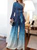 Tuta da donna monospalla con paillettes a gamba larga, vita con cintura, cut-out, tinta unita, outfit da sera