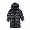 Winter Black Down Jacket Girls Boys Waterproof Hooded Coat Children Outerwear Clothing
