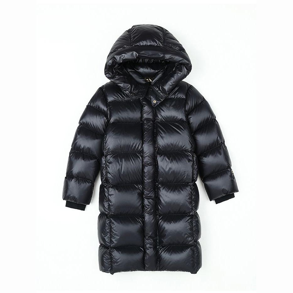 Winter Black Down Jacket Girls Boys Waterproof Hooded Coat Children Outerwear Clothing