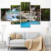 5 Panel Canvas Print Forest Waterfall Landscape Painting Module Wall Art Home Decor Picture Aesthetic Room Decoration Poster No Frame