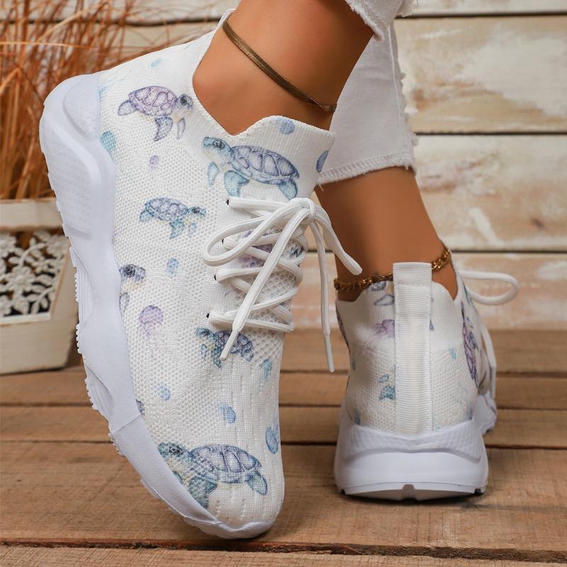 Fashion 2025 New Women's Breathable Fashionable Casual Sporty Flat Shoes Knitted Lower Base Thick Sole Single Shoes Versatile for Summer