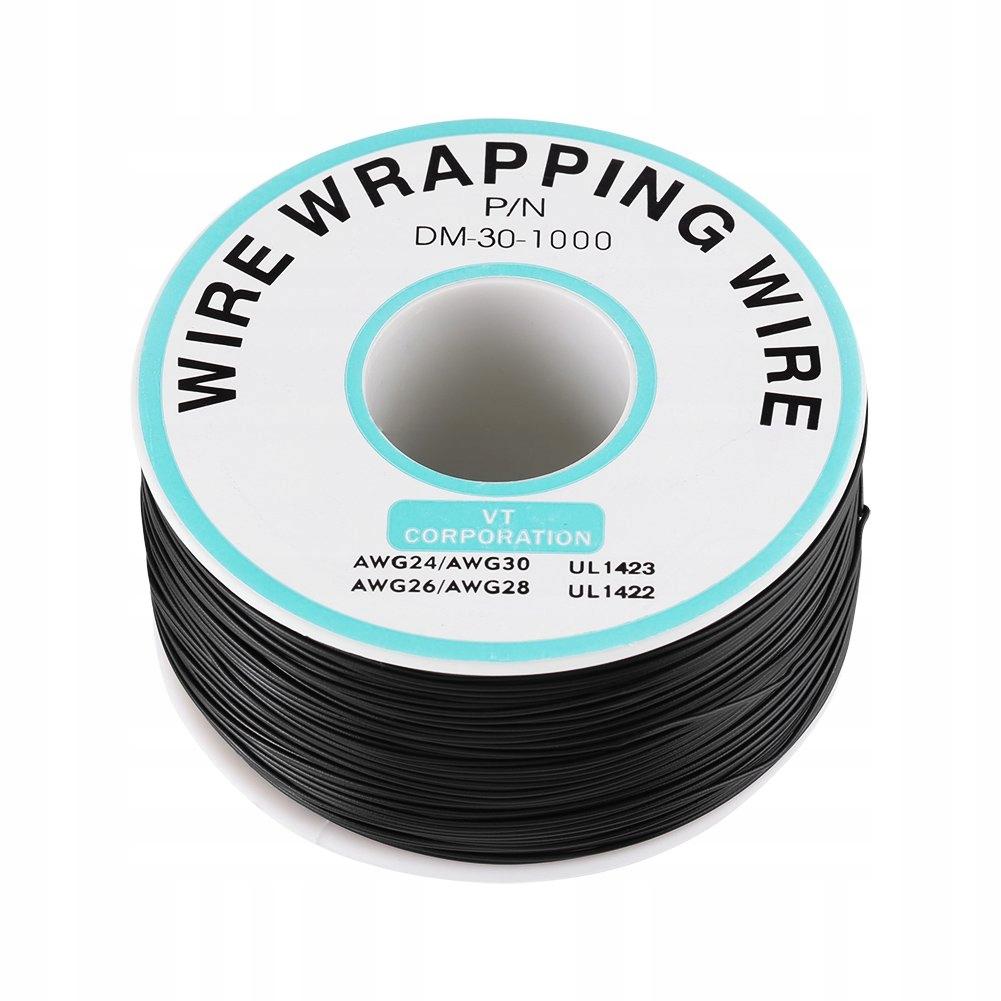 Rosfix Przewód Kynar AWG 0.25mm Czarny 200m – Niskonapięciowy | Miedź Cynowana | Średnica 0.25mm, Temperatura Pracy do 200°C