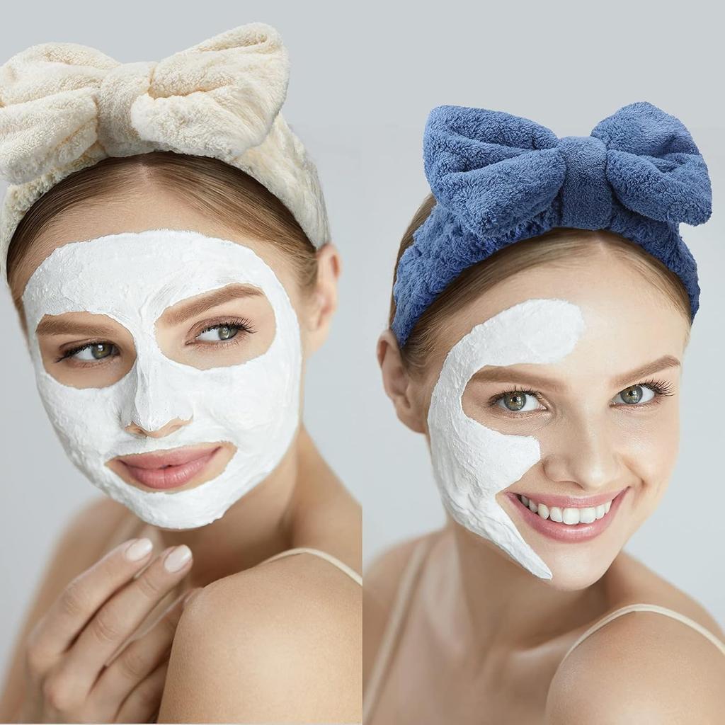 3 Pieces Spa Headband for Women Facial Headband Makeup Headband for Washing Face Terry Cloth Hairband Bow Towel Headbands