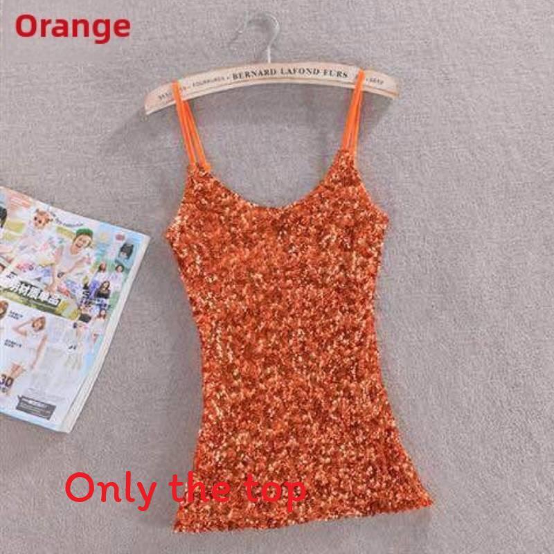 Polyester Sequin Tank Top For Women Spring Slim Fit Casual Blouse