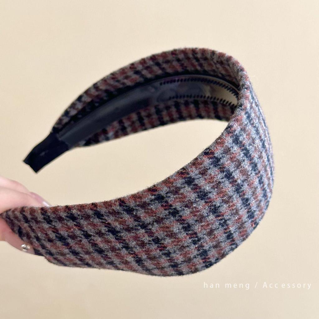 Korean Retro Plaid High Top Fashion Headband & Versatile Hair Clip 2025