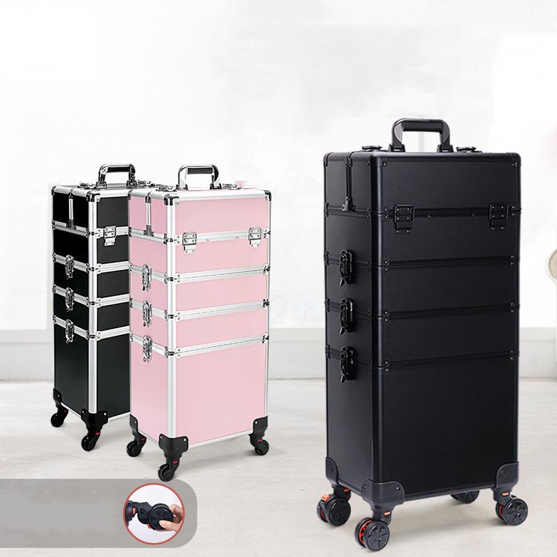 4 In 1 Rolling Makeup Case Makeup Case Beauty Nail And Hair Multi-Functional Rolling Case Large-Capacity Cosmetic Storage Case