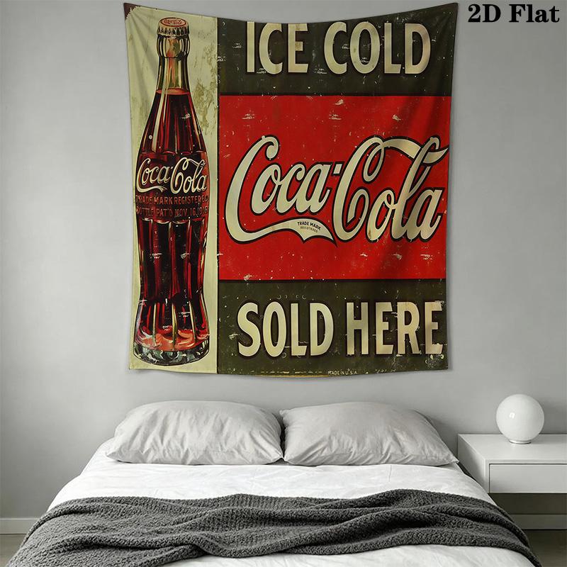 Vintage Cocacola Advertisement Tapestry Wallmounted Background Cloth Soft Background Wall Hanging Cloth Wall Covering Decoration