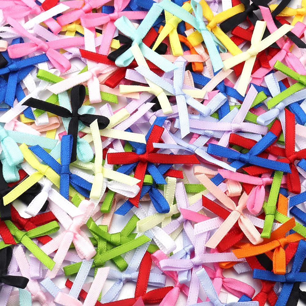 50Pcs/pack Color Ribbon Bows Fashion Small Size Satin Ribbon Bow DIY Handmade Crafts Hairpin Hair Grip for Party Home Decoration