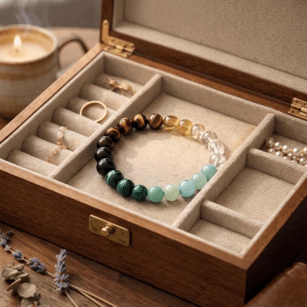 Lucky Vintage Stone Beads Bracelet Bangles Wrist Chain Attract Wealth Bracelets Bohemian Elastic Crystal Bracelet Women Men