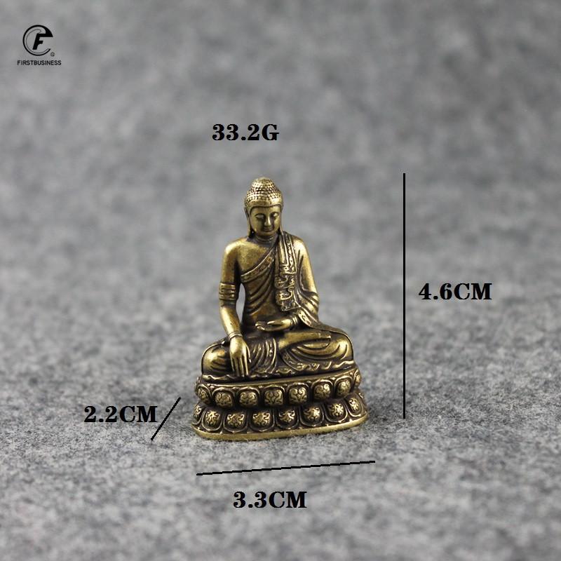 Retro Brass Buddha Sakyamuni Statue Small Portable Pocket Sitting Buddha Sculpture Home Decor Office Desk Decorations Ornaments