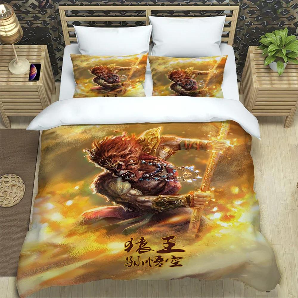 Sun WuKong Monkey King Print Three Piece Bedding Set Fashion Article Children or Adults for Beds Quilt Covers Pillowcases Gift