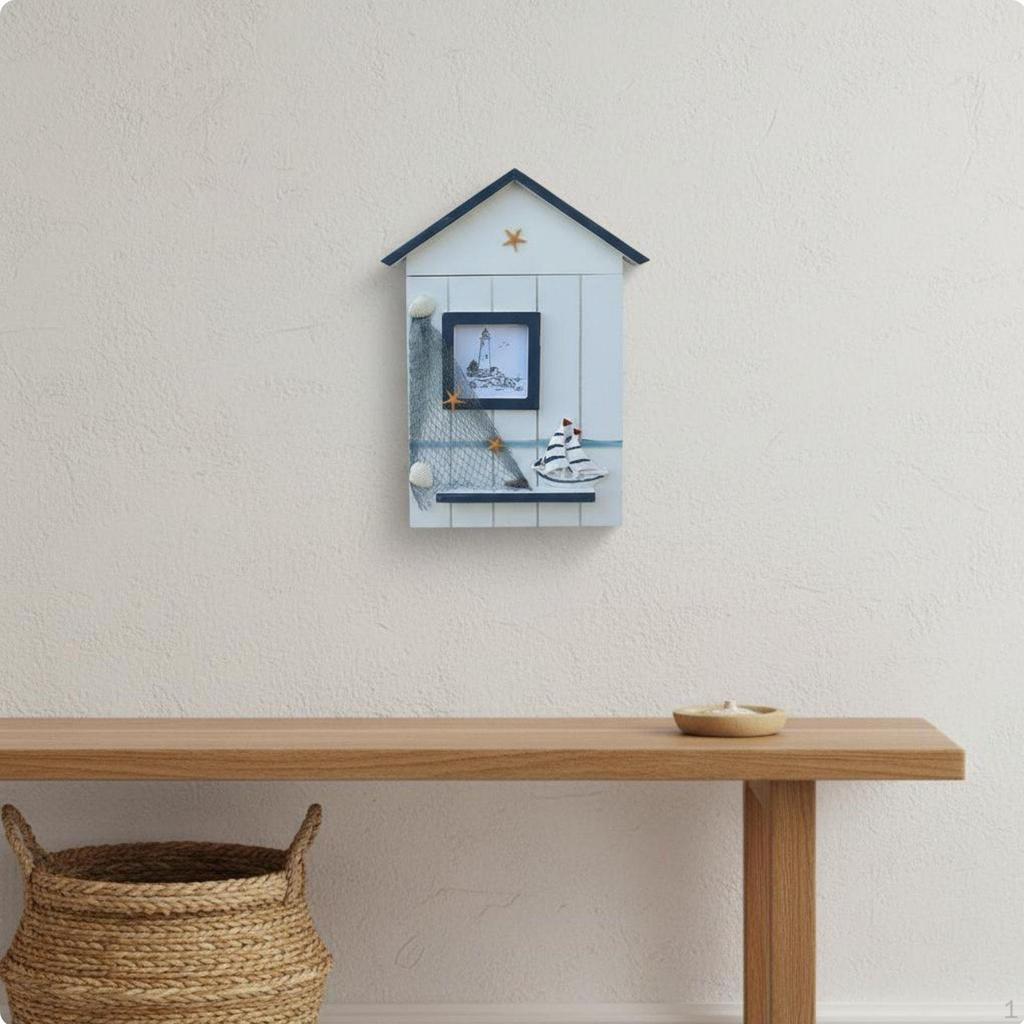 House Shaped Key Storage Box Rustic Finish Wall Mounted Space Saving for Entryway,