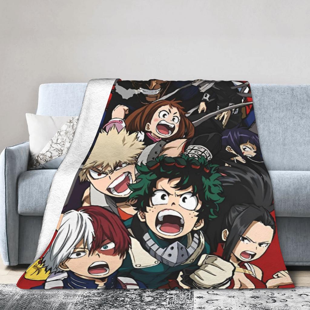 Izuku Midoriya Coral Fleece Plush Throw Blanket Academy Anime Manga Blanket for Home Bedroom Warm Bed Rug