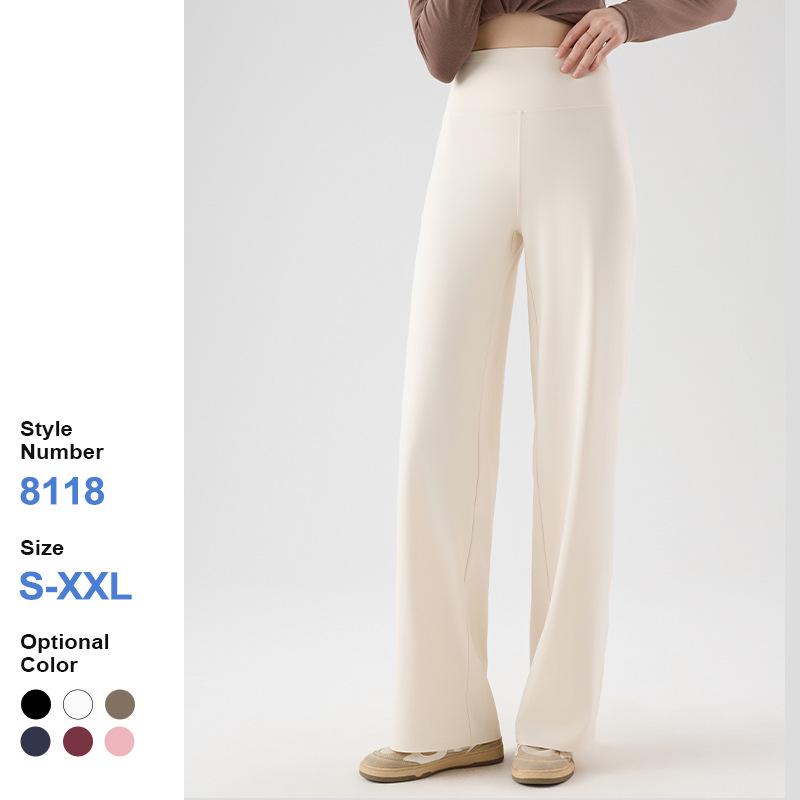

High Waist Straight Leg Yoga Pants - Tummy Control & Flattering Drape XL (130-150 lbs)