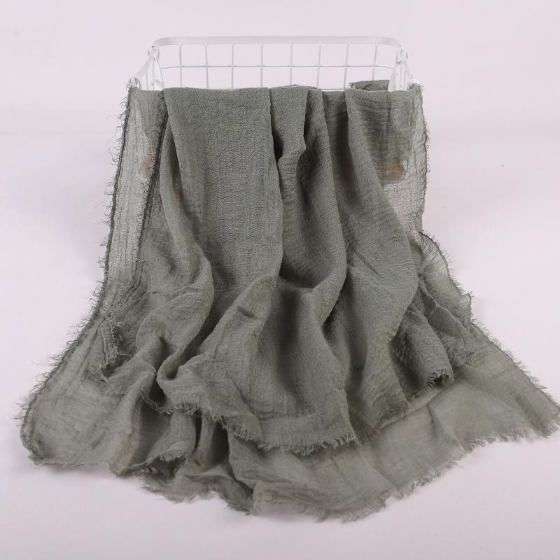 Ramadan Cotton Crinkle Headband Veil Scarves Women Solid Color  Head Wraps Long Scarves Turban Headband Muslim Fashion Headscarf