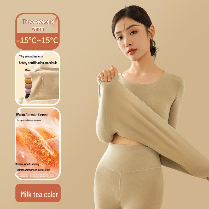 Women's German Velvet Seamless Plush Warm Round Neck Shirt - Thickened Winter Inner Wear