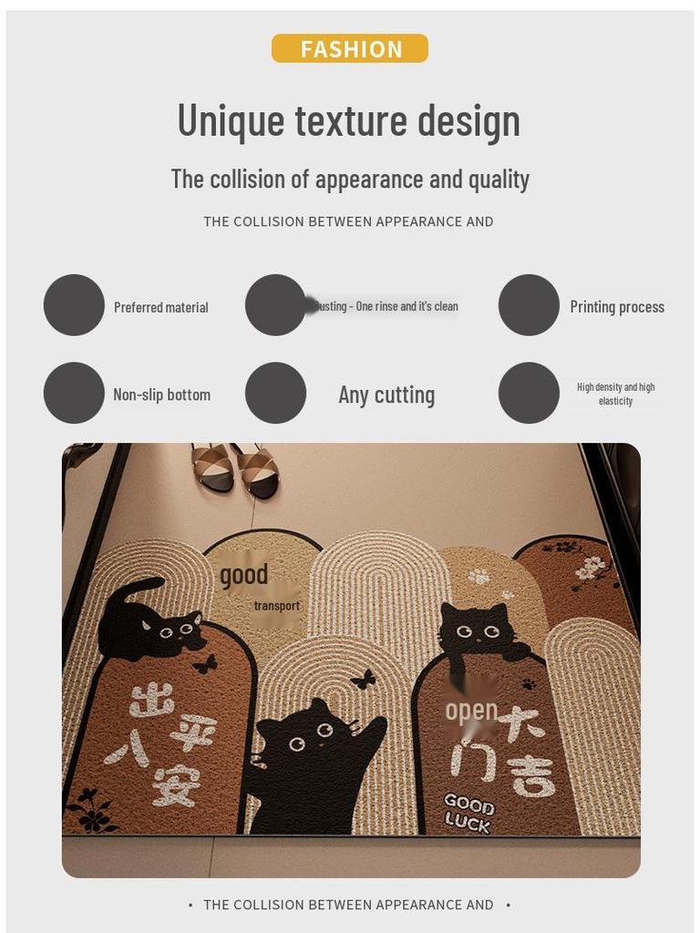 Cartoon Mimi Non-Slip Door Mat - Easy Clean, Dirt-Resistant, Cuttable Silk Loop Foot Pad for Home
