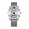 CalmTick Men's Watch, Large Dial, Quartz, Date Display, Waterproof, Luminous Hands, Chronograph Function, Fashionable Simple Popular Model, Silver,