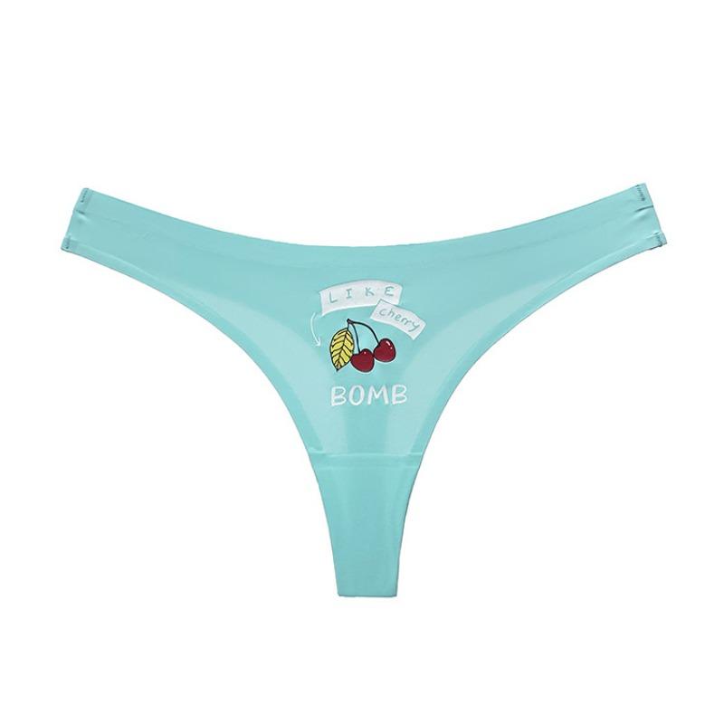 Women's Spring and Summer A Piece of Ice Silk Without Trace Cartoon Sexy Fitness Exercise Yoga Thong Underwear