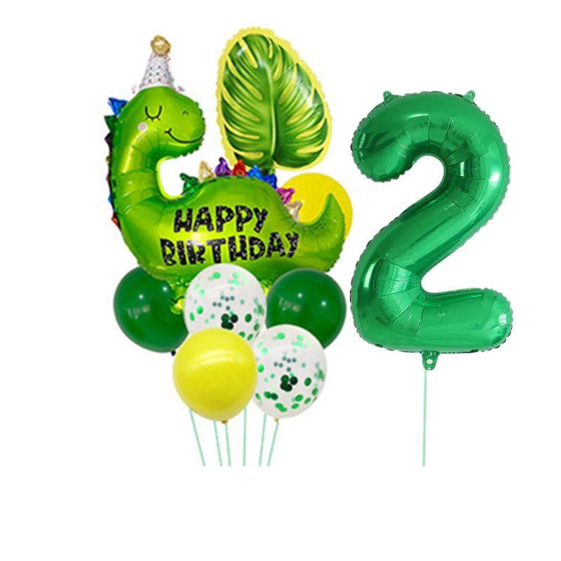 Cartoon Dinosaur Digital Balloons Set - Children's Birthday Party Balloon Set with Dinosaur-themed Aluminum Film Balloons Set