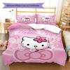 Hello Kitty Cute Pattern Bedding,Quilt Set Quilt Cover Pillowcase Home Birthday Gift(1 * Duvet Cover + 2 * Pillowcase, Without Core)