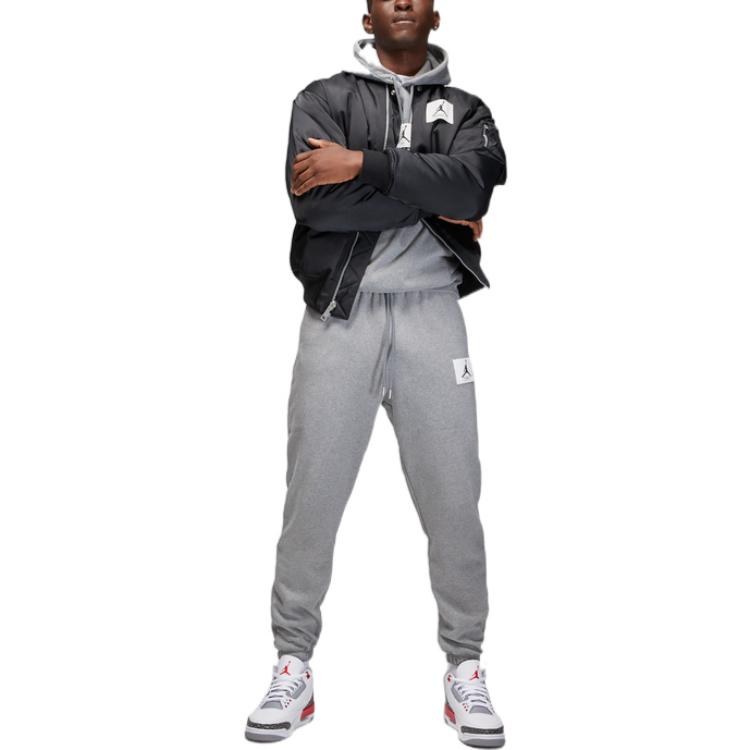 Jordan Solid Color Logo Elastic Waist Fleece-Lined Knit Jogger Pants Men Bottoms Grey DQ7469-091