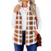 Women's Checked Print Fashionable And Warm Fleece Cardigan Vest Jacket