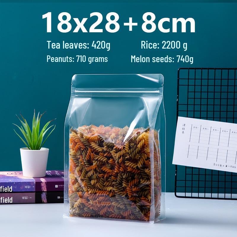 Frosted Transparent Self-Sealing Snack Bag with Handle for Dried Fruit and Tea Storage