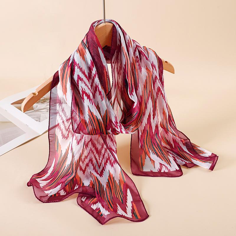 New Fashion Luxury Print Design Women Silk Scarf Shawl Elegant Headscarf Hijabs Chiffon Muslim Wrap Scarves
