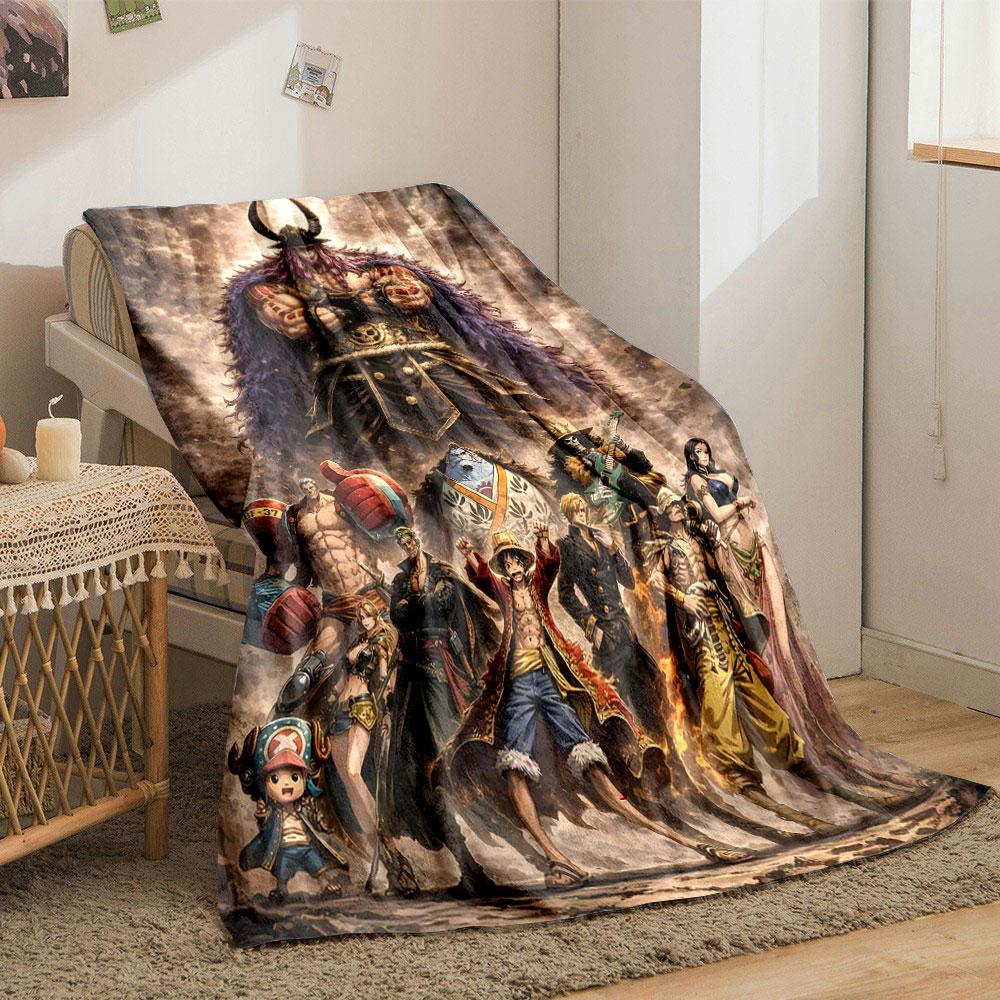A powerful giant figure looms over a group of diverse, dynamic characters. for all seasons blanket lunch break throw gift