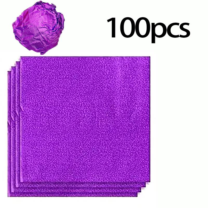 

100pcs 10cm Gold Aluminium Foil Wrapper Paper Wedding Chocolate Paper Candy Wrapping Paper Sheets Wedding Party Candy Packaging 100pcs&10X10cm фиолетовый