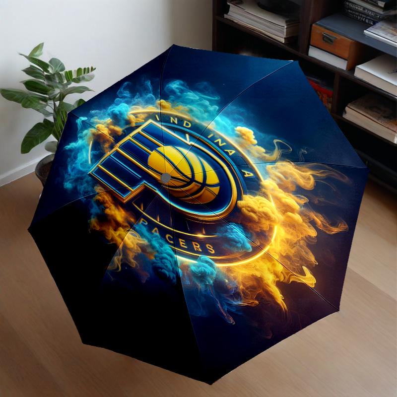 basketball Pacers Neon Art Umbrella 8-Frame for Travel, Camping, Casual Lightweight Portable Umbrella, Essential for Every Family Holidays Gift