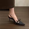 Fashion Satin Pointed Toe High Heeled Sandals Women Summer New Sexy Thin Heels Slingback Shoes Bow Elegant Party Dress Shoes Women Pumps