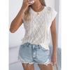 Spring and Summer Openwork Twisted Batwing Sleeve Casual Loose Knit Top for Women
