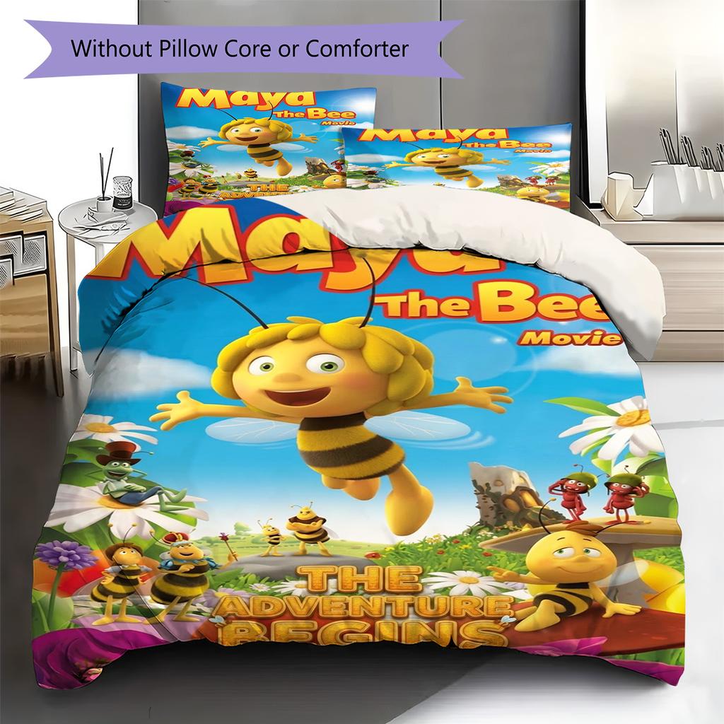 Set Biancheria da Letto con Fantasia Maya l'Ape Copripiumino Federa Decorazione per la Casa Regalo (1 * copripiumino + 2 * federa, senza nucleo)
