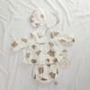Infant Outfit Clothing Set 3-Pieces Suit 0-2Years Old Girls Dress Cap Shorts for Baby Girl Boy Organic Cotton Bear Print  For 18 to 24M
