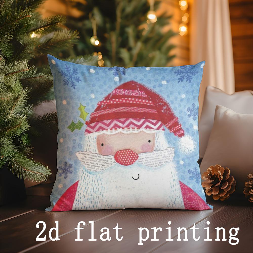 Home Decor Santa Claus Pattern Throw Pillow Suitable For Sofa Bedroom Car Pillow Cover Cushion Rectangular Back Cushion