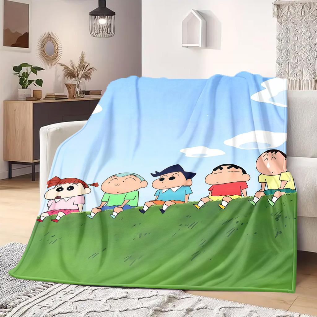 Shinchan Anime Print Blanket Warm Comfortable Flannel Blanket Suitable for Bedrooms, Sofas, Beds, Chairs, Picnics, Travel