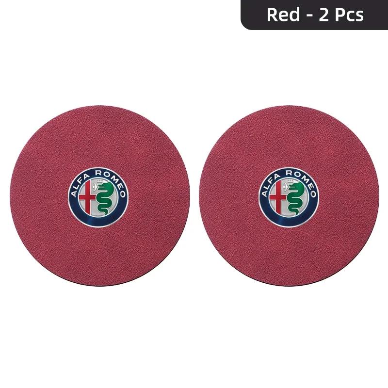 Car Stickers For Alfa Romeo 2pcs Suede Car Coaster Water Cup Drink Holder Anti-Slip Pad For Alfa Romeo Giulia Stelvio Giulietta zxb894