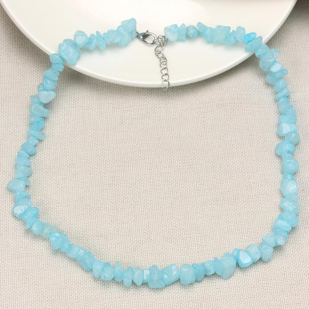 Crushed Crystal Handmade Beaded Necklace - Versatile Spring/Summer Beach Style for Women