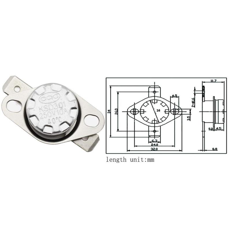 5 Pcs KSD301 Thermal Control Switch 250V 10A Normally Closed NC Thermostat Temperature Switch