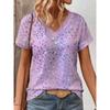 Fashion Women's V-Neck Short Sleeve 3D Casual Color Printing Casual Short Sleeve V-Neck T-Shirt